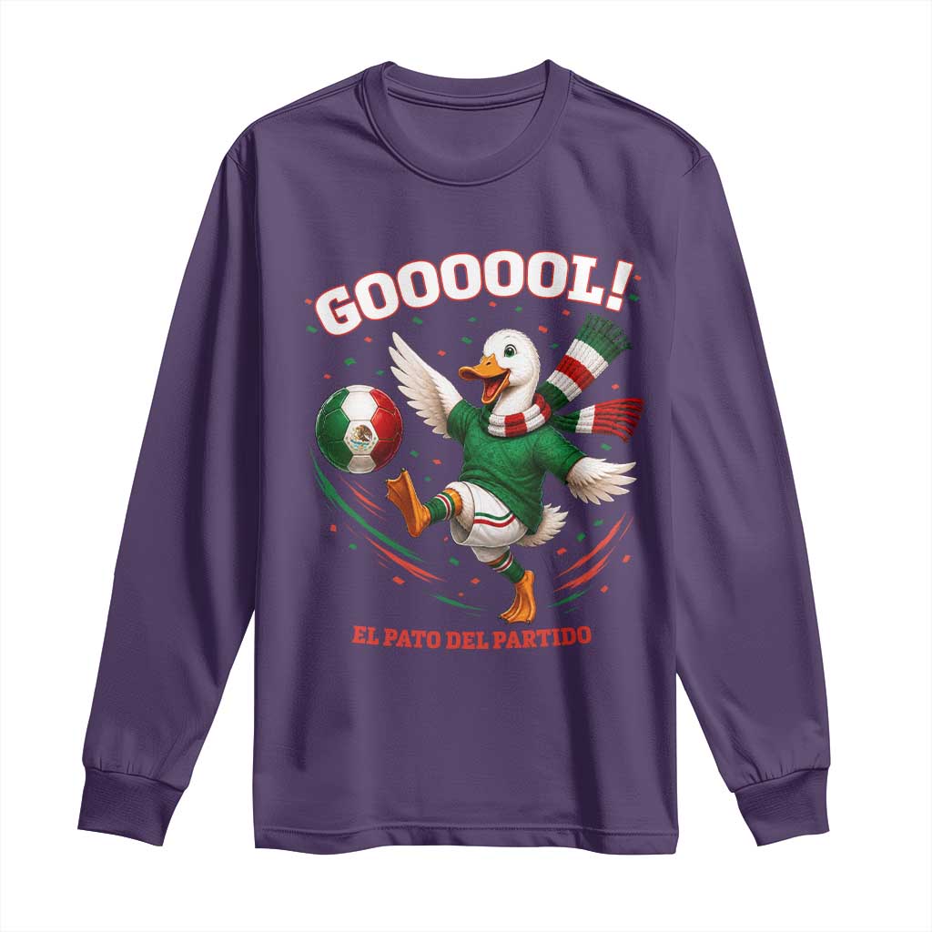 Funny Merlin the Duck Mexico Soccer Supporter Long Sleeve Shirt El Pato Del Partido Goooool Football Fans