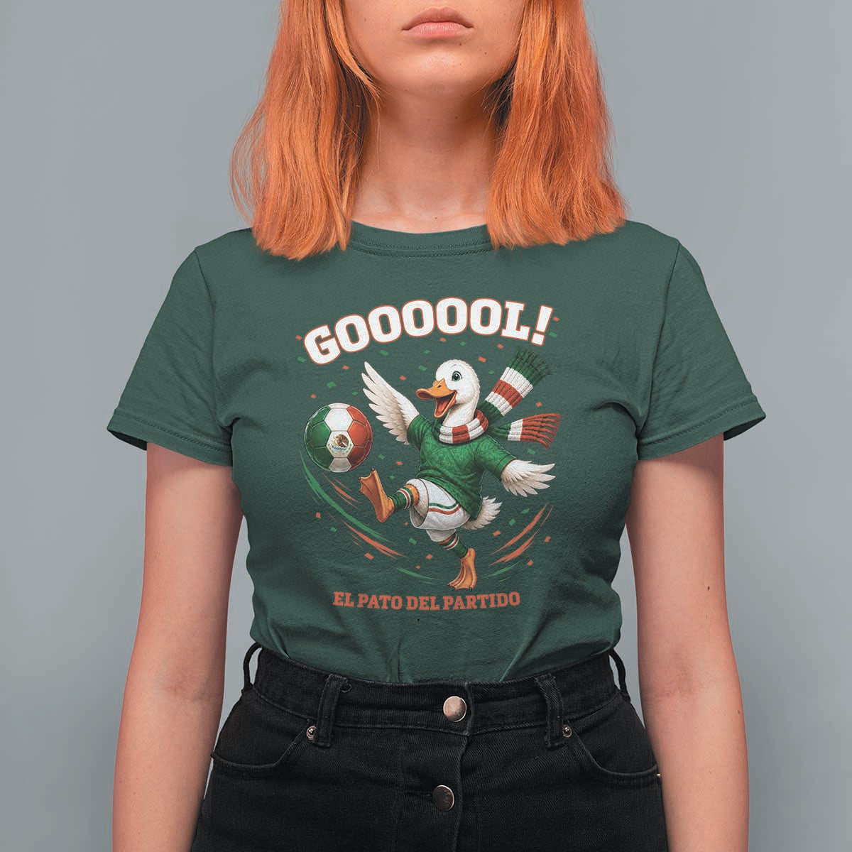 Funny Merlin the Duck Mexico Soccer Supporter T Shirt For Women El Pato Del Partido Goooool Football Fans
