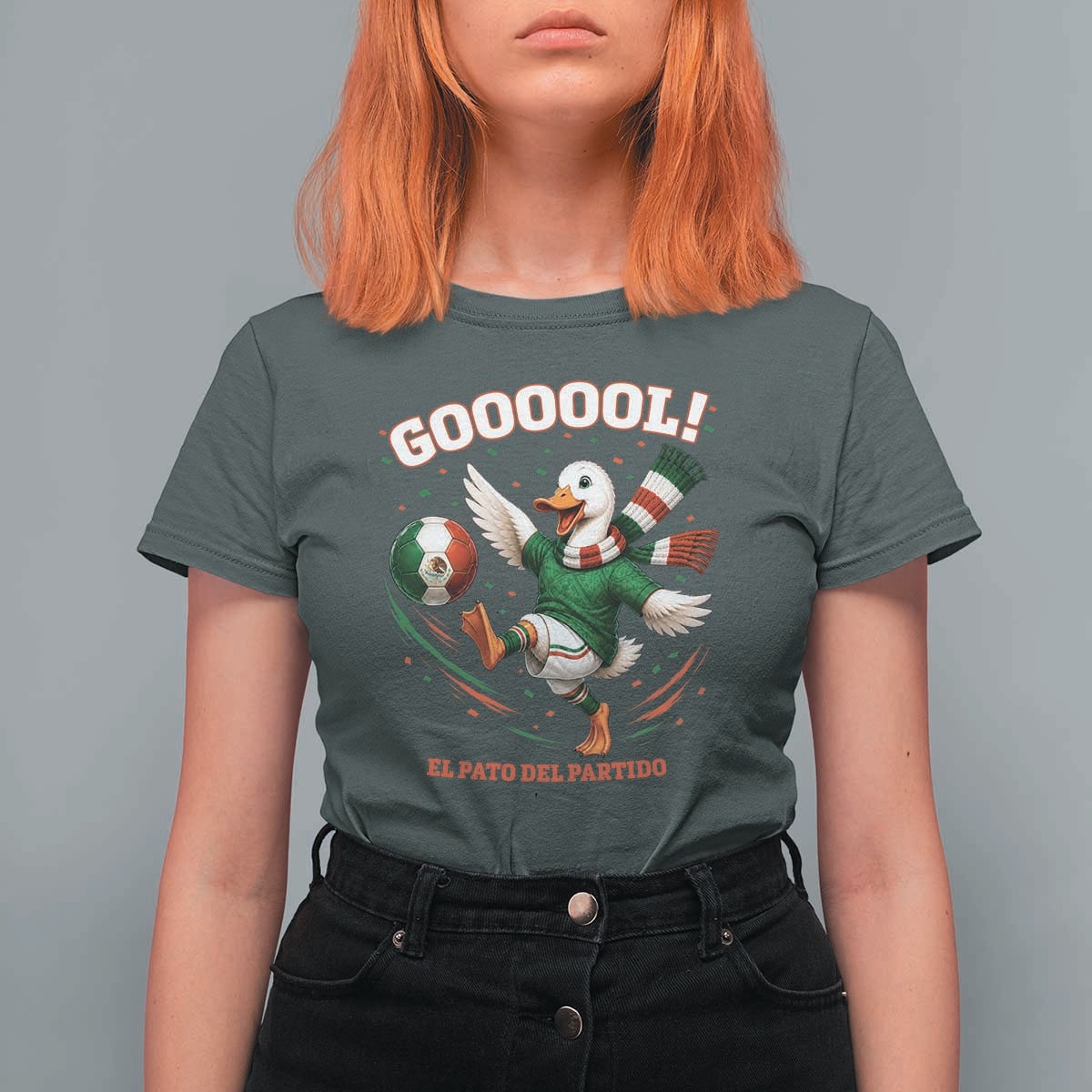 Funny Merlin the Duck Mexico Soccer Supporter T Shirt For Women El Pato Del Partido Goooool Football Fans