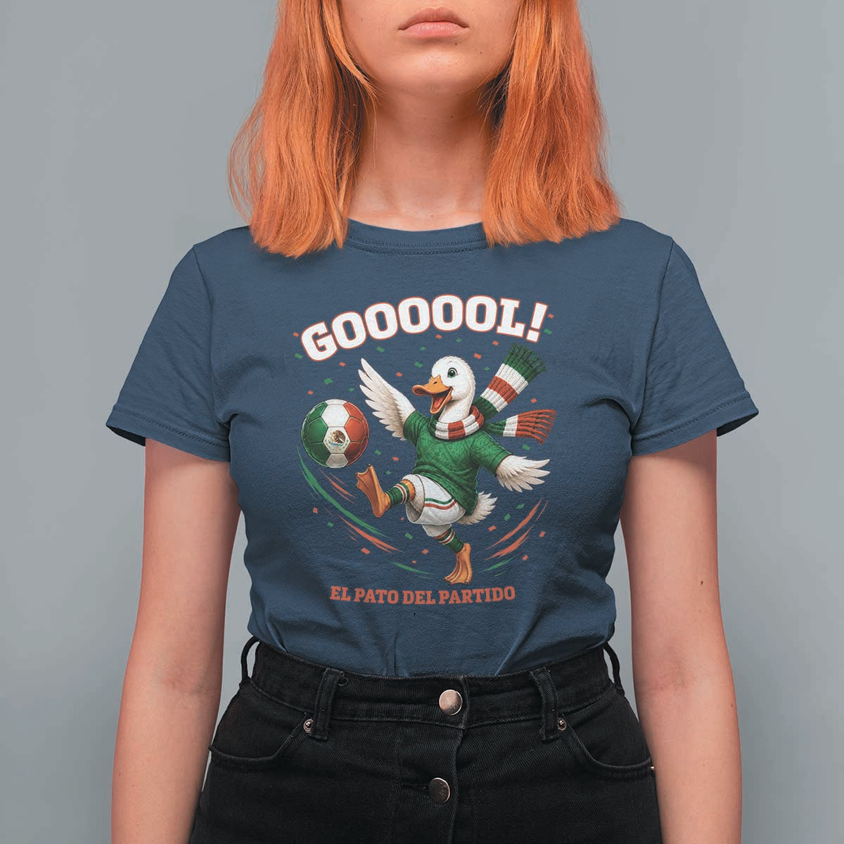 Funny Merlin the Duck Mexico Soccer Supporter T Shirt For Women El Pato Del Partido Goooool Football Fans