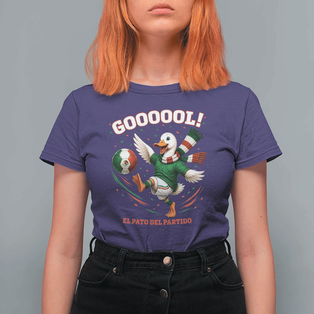 Funny Merlin the Duck Mexico Soccer Supporter T Shirt For Women El Pato Del Partido Goooool Football Fans