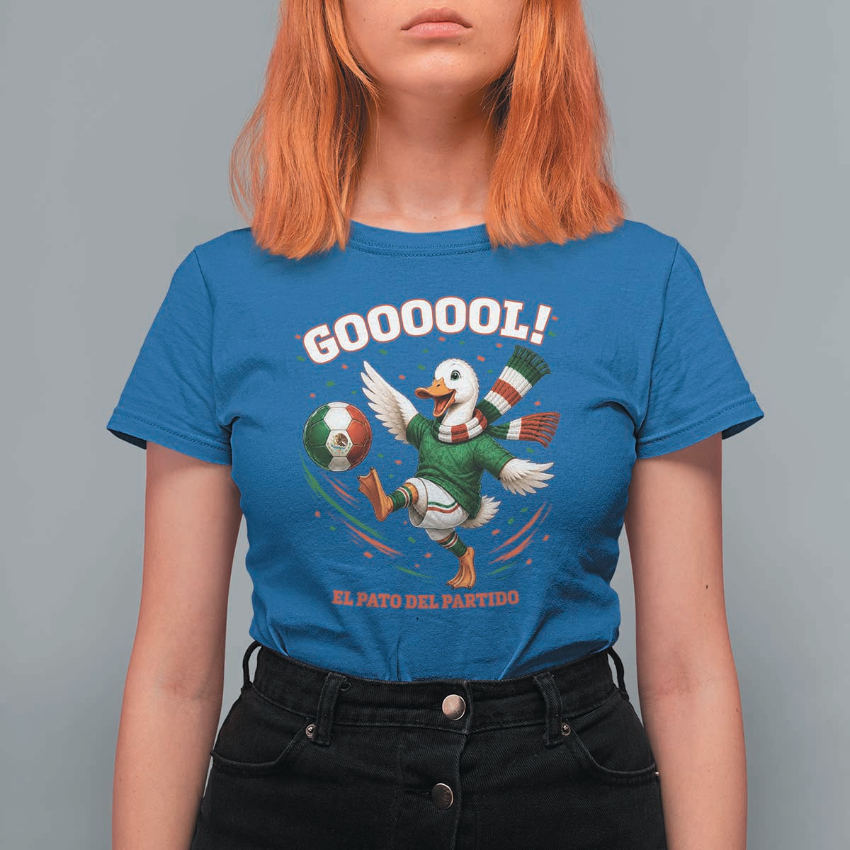 Funny Merlin the Duck Mexico Soccer Supporter T Shirt For Women El Pato Del Partido Goooool Football Fans