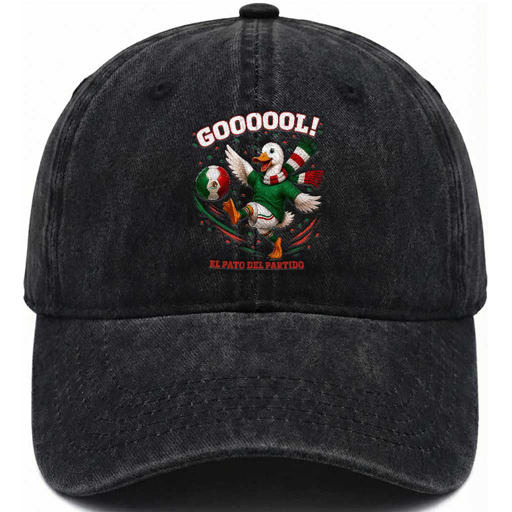 Funny Merlin the Duck Mexico Soccer Supporter Washed Cotton Baseball Cap El Pato Del Partido Goooool Football Fans