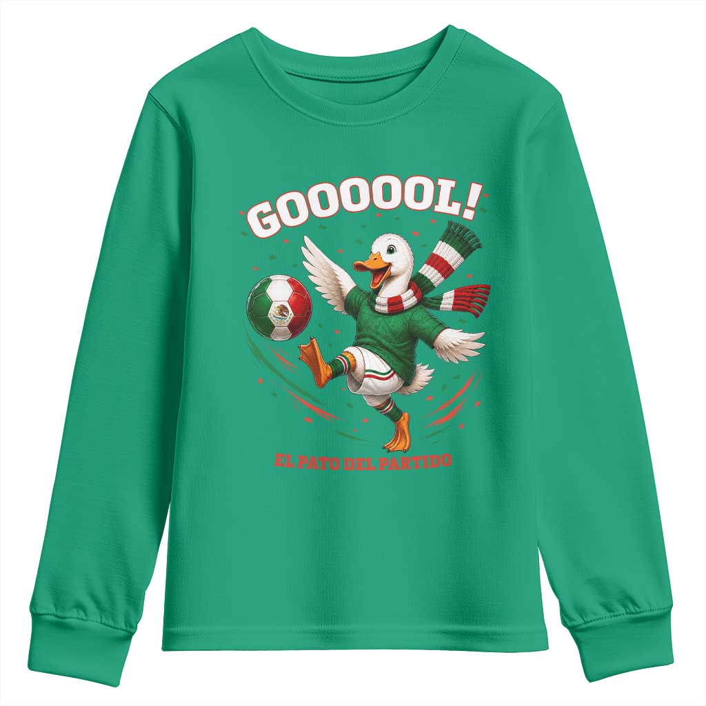Funny Merlin the Duck Mexico Soccer Supporter Youth Sweatshirt El Pato Del Partido Goooool Football Fans
