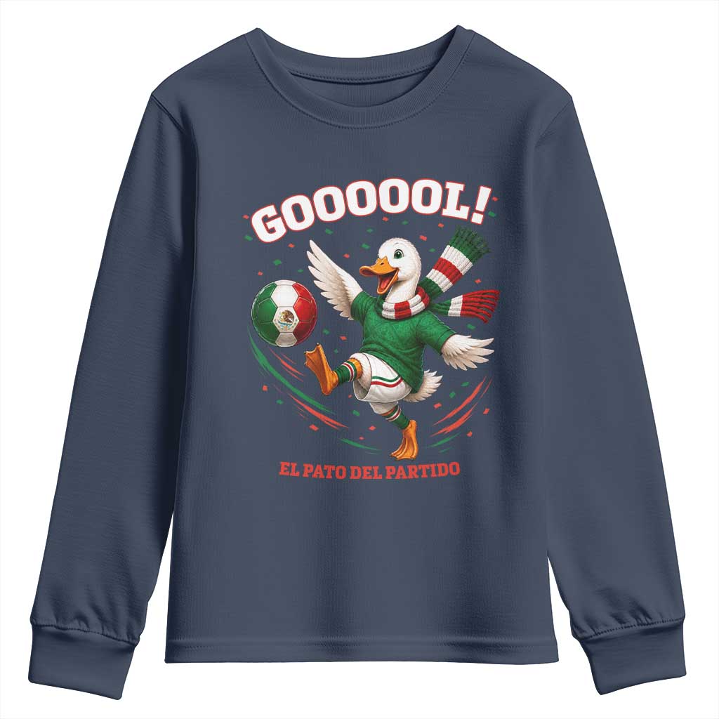 Funny Merlin the Duck Mexico Soccer Supporter Youth Sweatshirt El Pato Del Partido Goooool Football Fans
