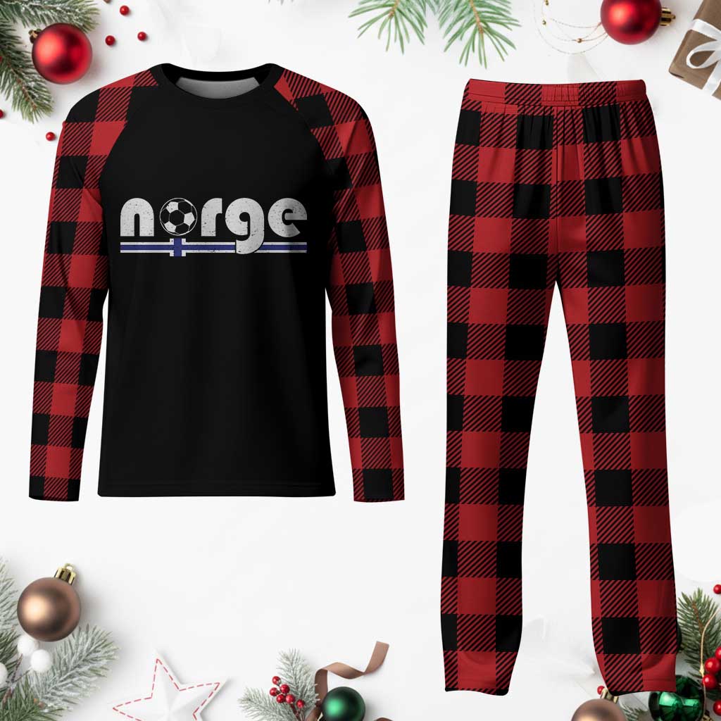 Vintage Norge Norway Flag Norwegian Pride Plaid Pajama Set Soccer Lover Football Fans Support