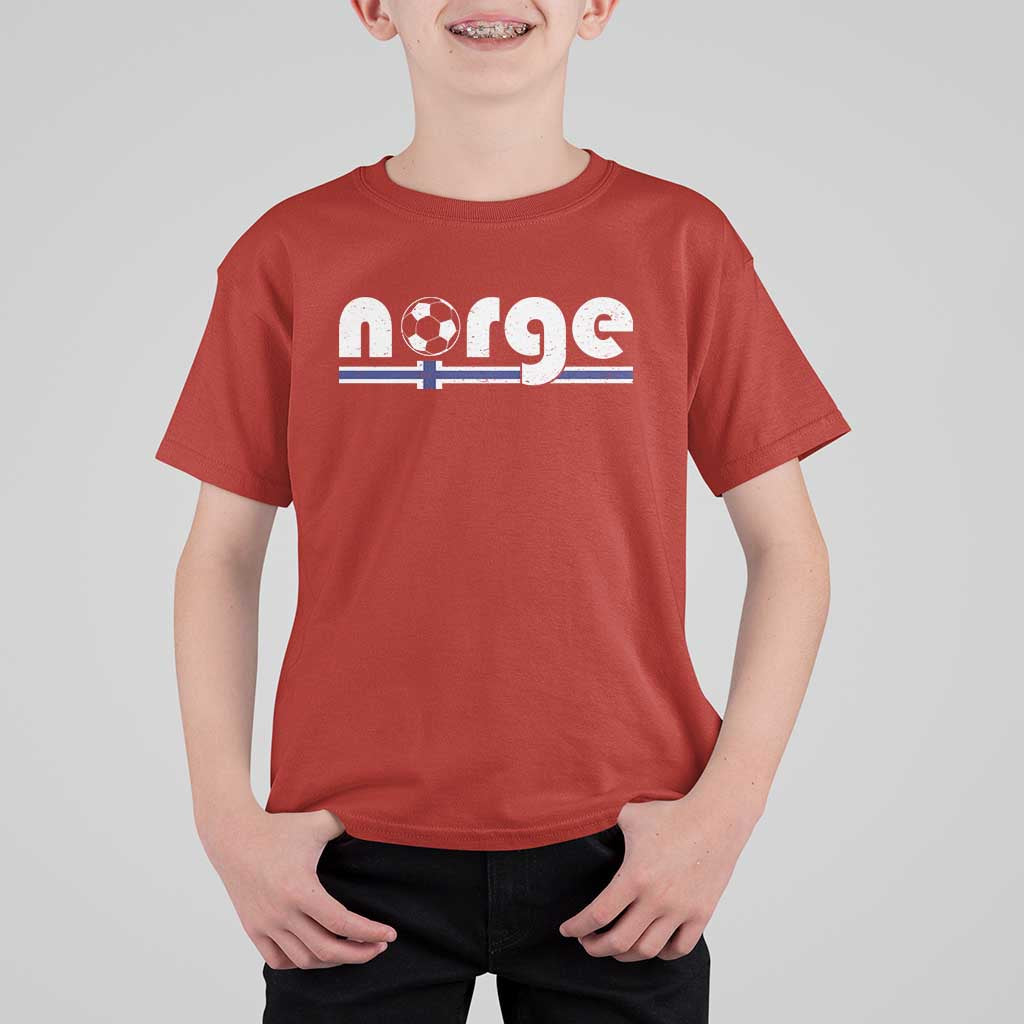 Vintage Norge Norway Flag Norwegian Pride T Shirt For Kid Soccer Lover Football Fans Support
