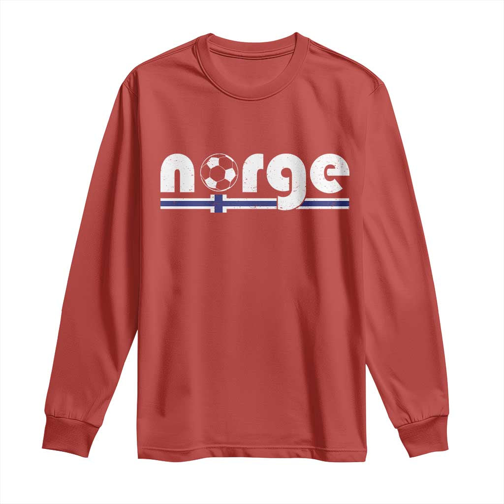 Vintage Norge Norway Flag Norwegian Pride Long Sleeve Shirt Soccer Lover Football Fans Support
