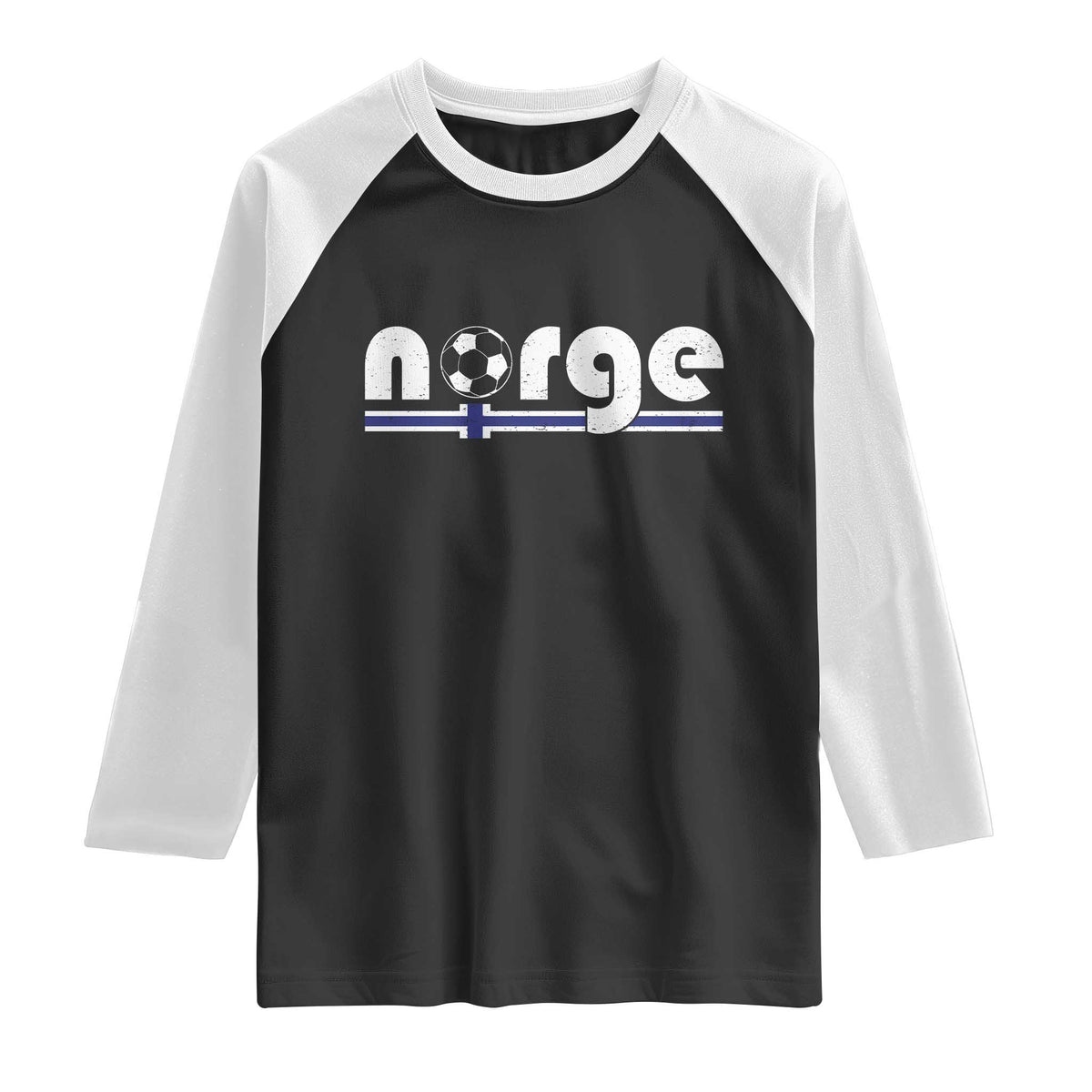 Vintage Norge Norway Flag Norwegian Pride Raglan Shirt Soccer Lover Football Fans Support