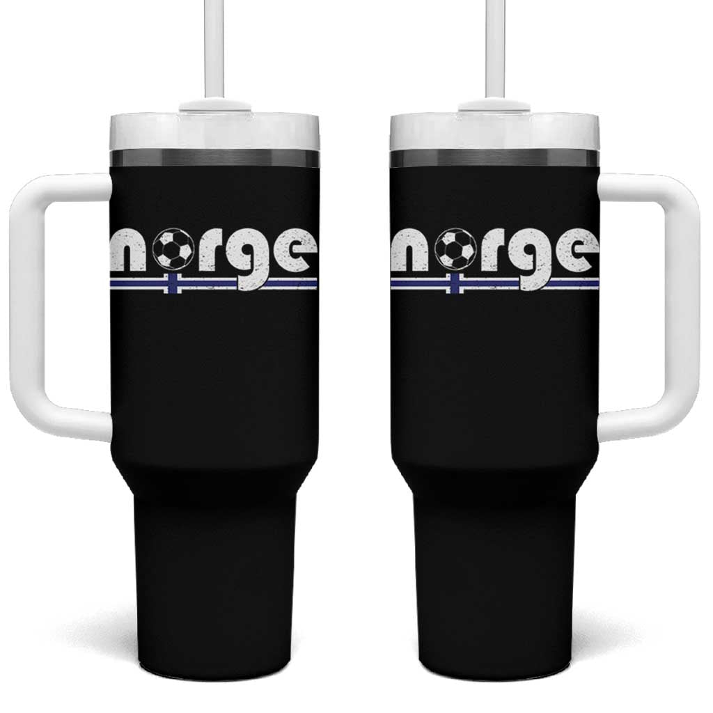 Vintage Norge Norway Flag Norwegian Pride Tumbler With Handle Soccer Lover Football Fans Support