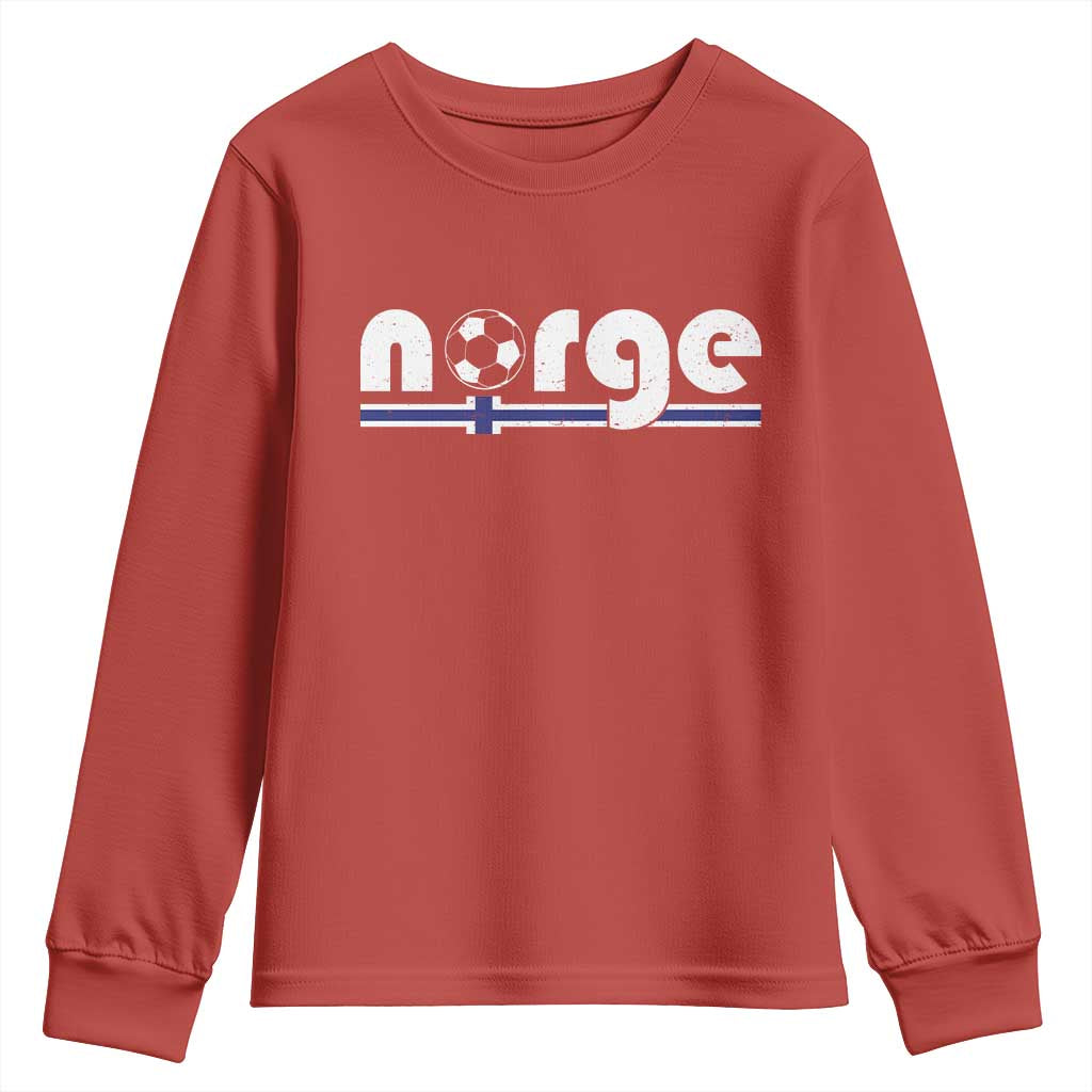 Vintage Norge Norway Flag Norwegian Pride Youth Sweatshirt Soccer Lover Football Fans Support