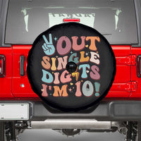 Funny Retro Groovy 10th Birthday Spare Tire Cover Out Single Digits I'm Ten