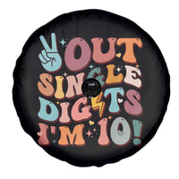 Funny Retro Groovy 10th Birthday Spare Tire Cover Out Single Digits I'm Ten