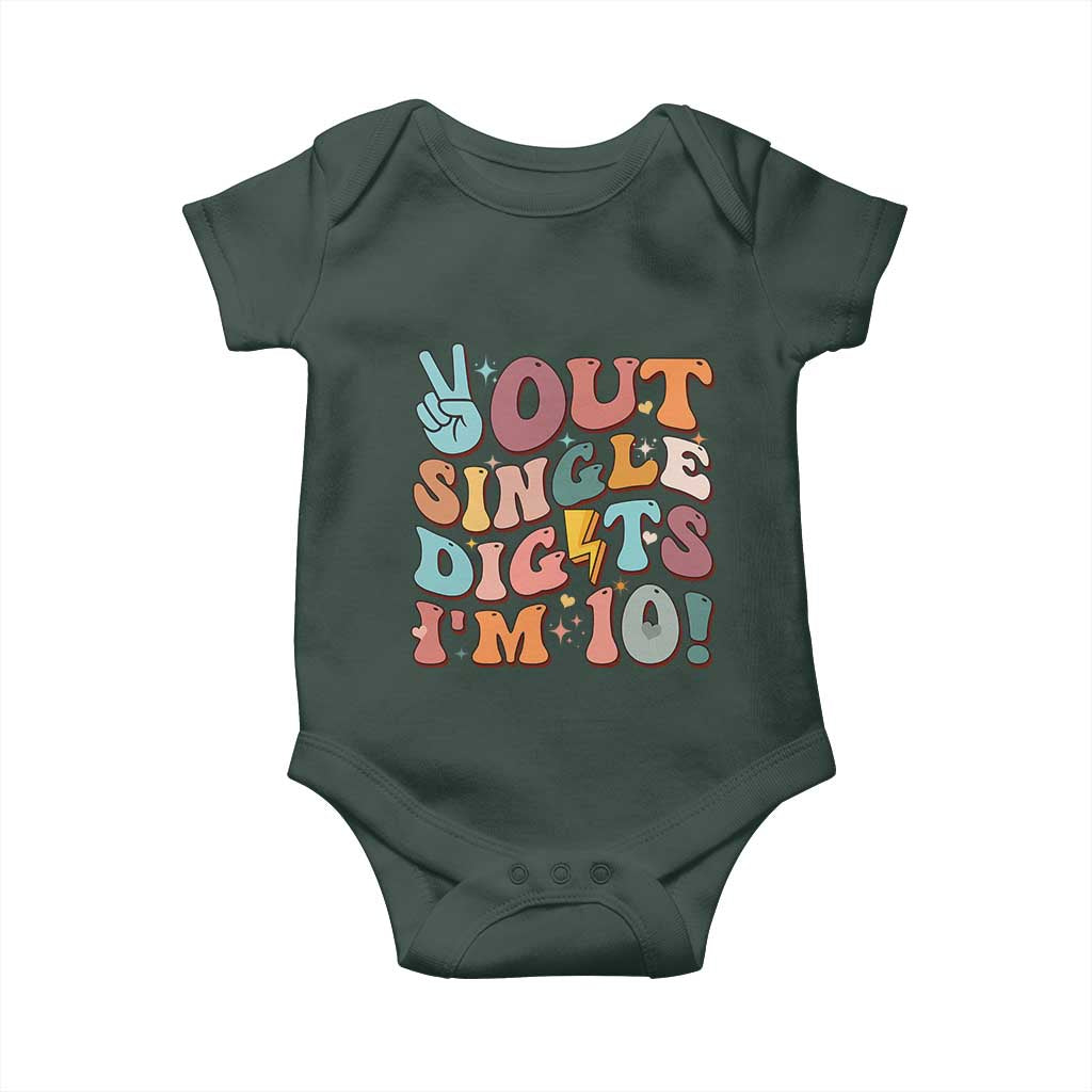 Funny Retro Groovy 10th Birthday Baby Onesie Out Single Digits I'm Ten