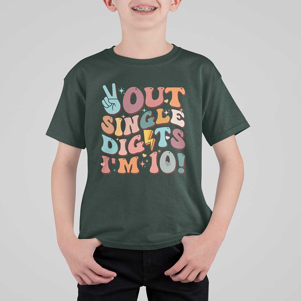 Funny Retro Groovy 10th Birthday T Shirt For Kid Out Single Digits I'm Ten