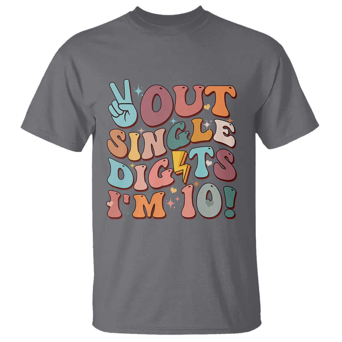 Funny Retro Groovy 10th Birthday T Shirt Out Single Digits I'm Ten