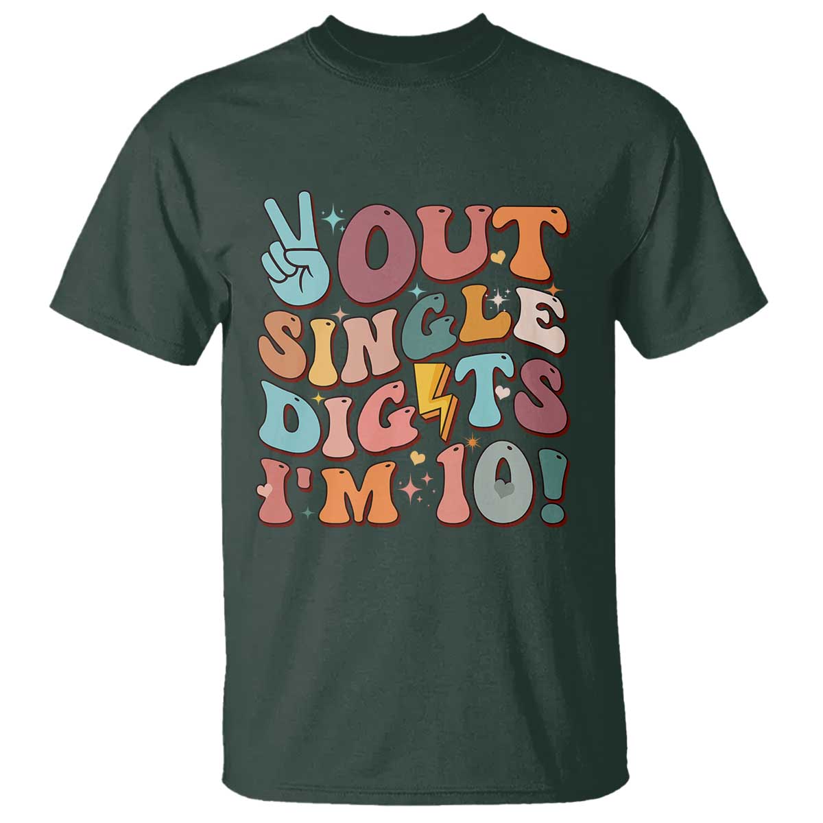 Funny Retro Groovy 10th Birthday T Shirt Out Single Digits I'm Ten