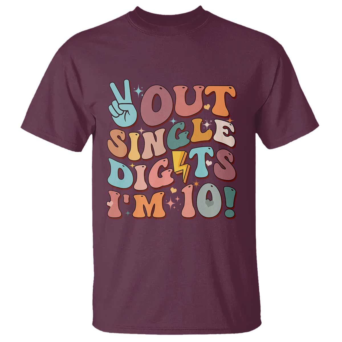 Funny Retro Groovy 10th Birthday T Shirt Out Single Digits I'm Ten