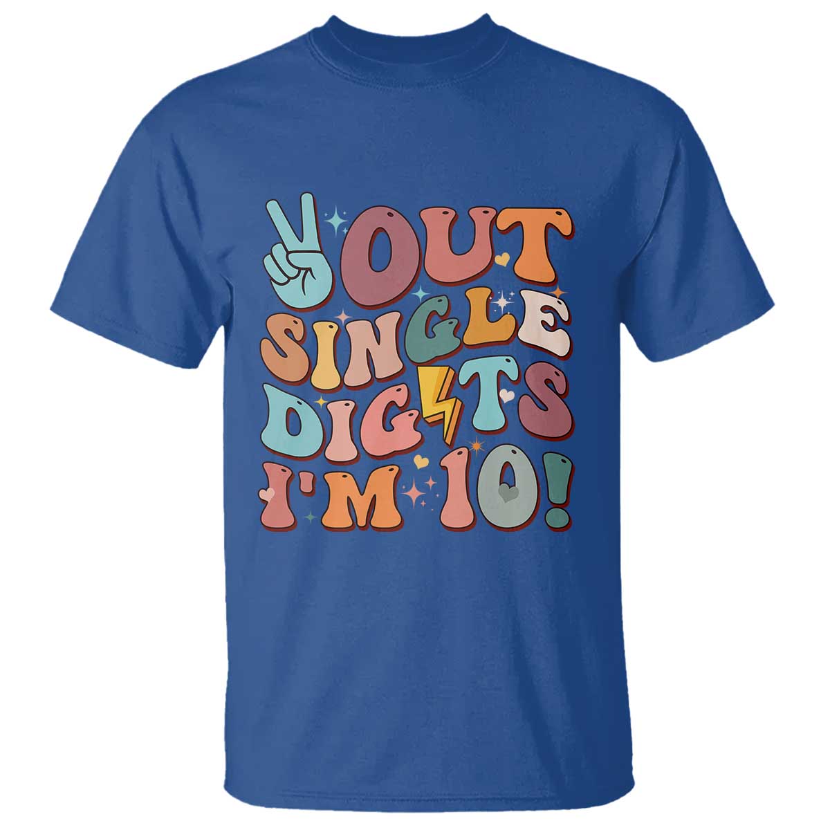 Funny Retro Groovy 10th Birthday T Shirt Out Single Digits I'm Ten