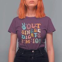 Funny Retro Groovy 10th Birthday T Shirt For Women Out Single Digits I'm Ten