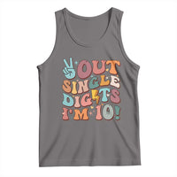 Funny Retro Groovy 10th Birthday Tank Top Out Single Digits I'm Ten