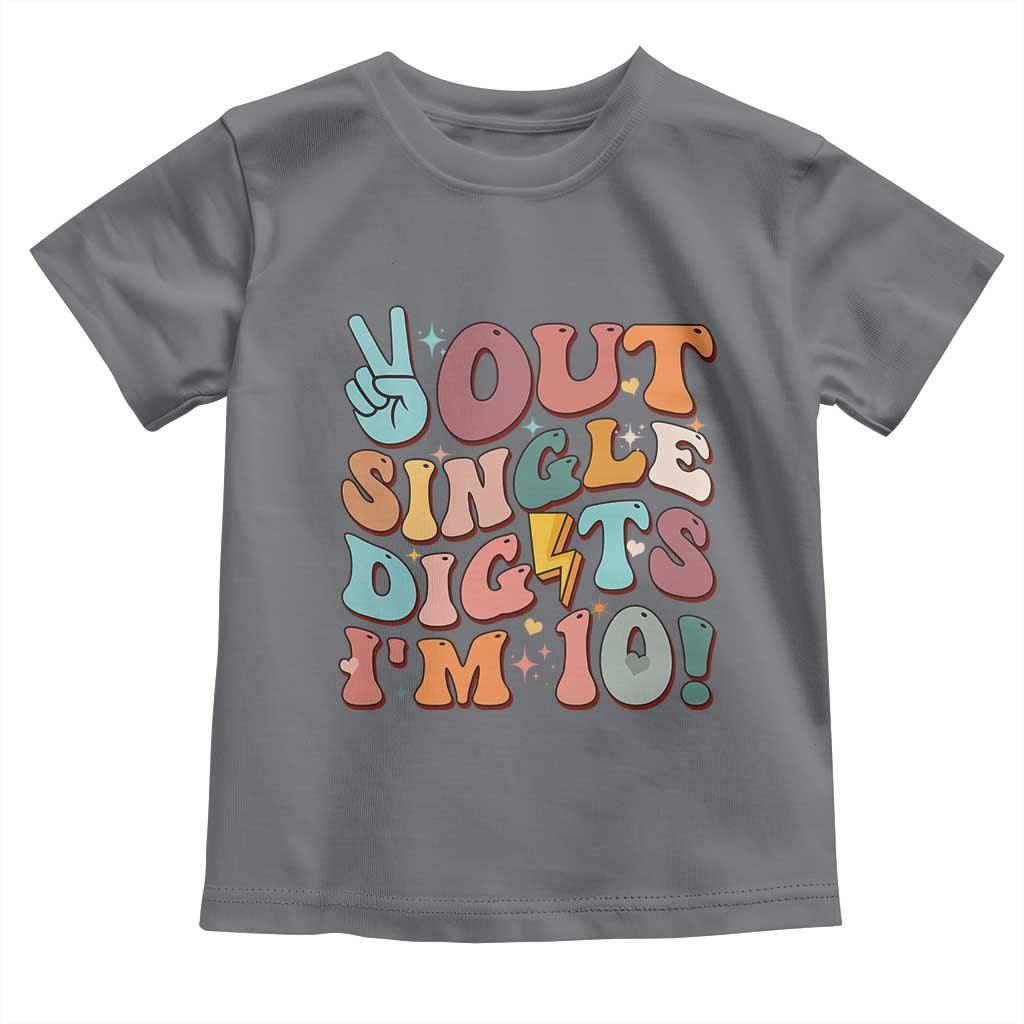 Funny Retro Groovy 10th Birthday Toddler T Shirt Out Single Digits I'm Ten