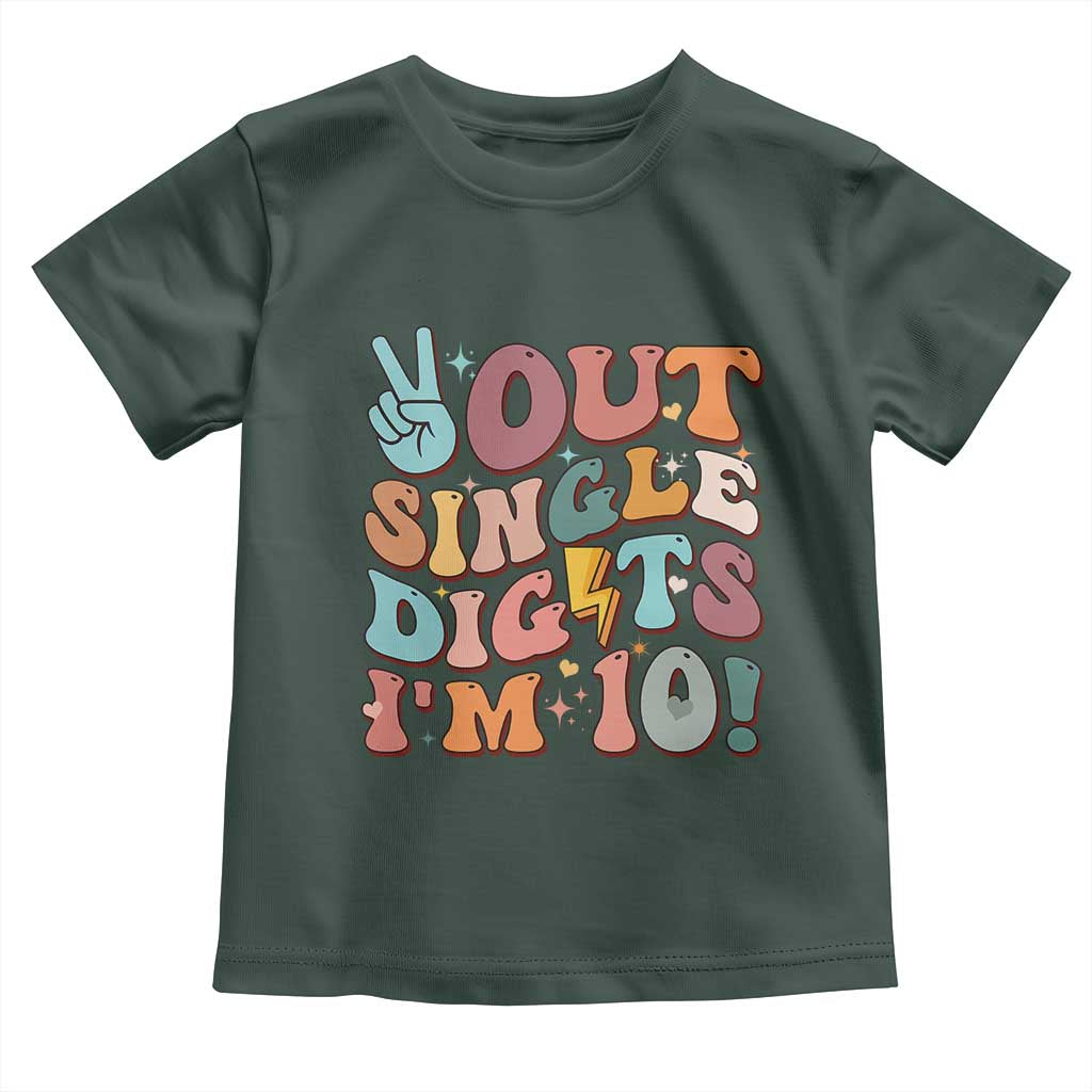 Funny Retro Groovy 10th Birthday Toddler T Shirt Out Single Digits I'm Ten