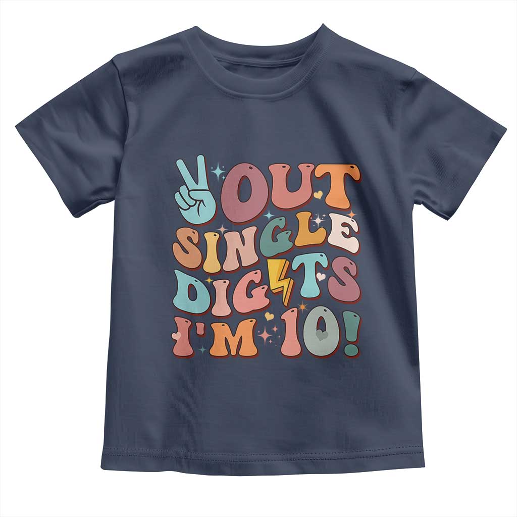 Funny Retro Groovy 10th Birthday Toddler T Shirt Out Single Digits I'm Ten