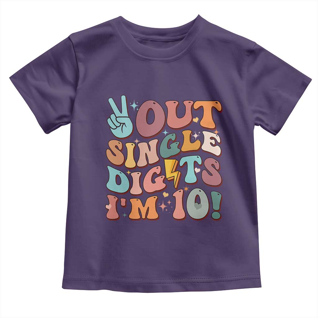 Funny Retro Groovy 10th Birthday Toddler T Shirt Out Single Digits I'm Ten
