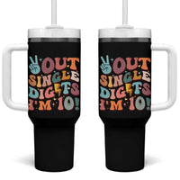 Funny Retro Groovy 10th Birthday Tumbler With Handle Out Single Digits I'm Ten