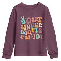 Funny Retro Groovy 10th Birthday Youth Sweatshirt Out Single Digits I'm Ten