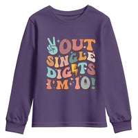 Funny Retro Groovy 10th Birthday Youth Sweatshirt Out Single Digits I'm Ten