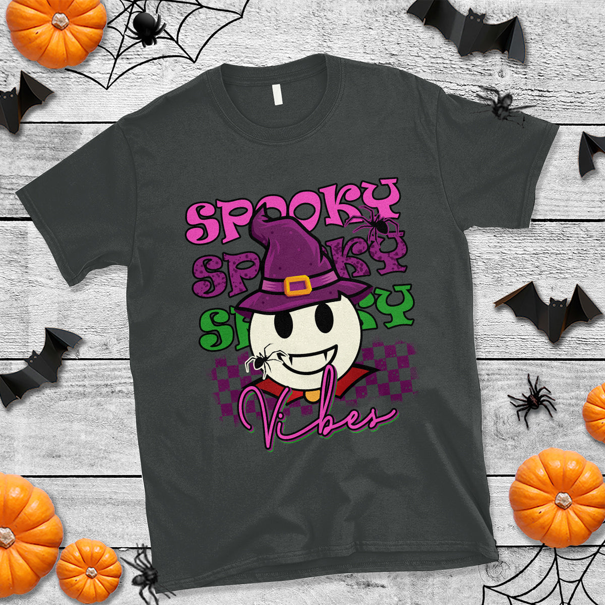 Halloween T Shirt Spooky Vibe Retro Spooky Boo Gothic Halloween Costume T-Shirt for Halloween lovers, Spooky Season Shirt, Ghosts - Wonder Print Shop