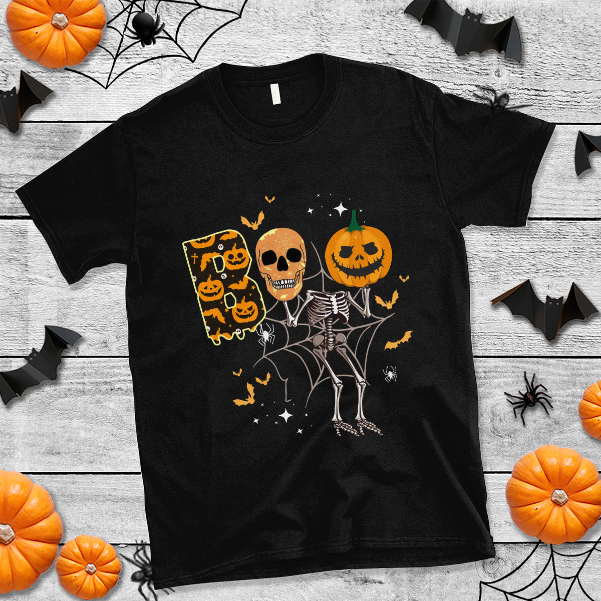 Halloween T Shirt Spooky Boo Dancing Skeleton Skull Scary Pumpkin Halloween T-Shirt for Halloween lovers, Spooky Season Shirt, Ghosts - Wonder Print Shop