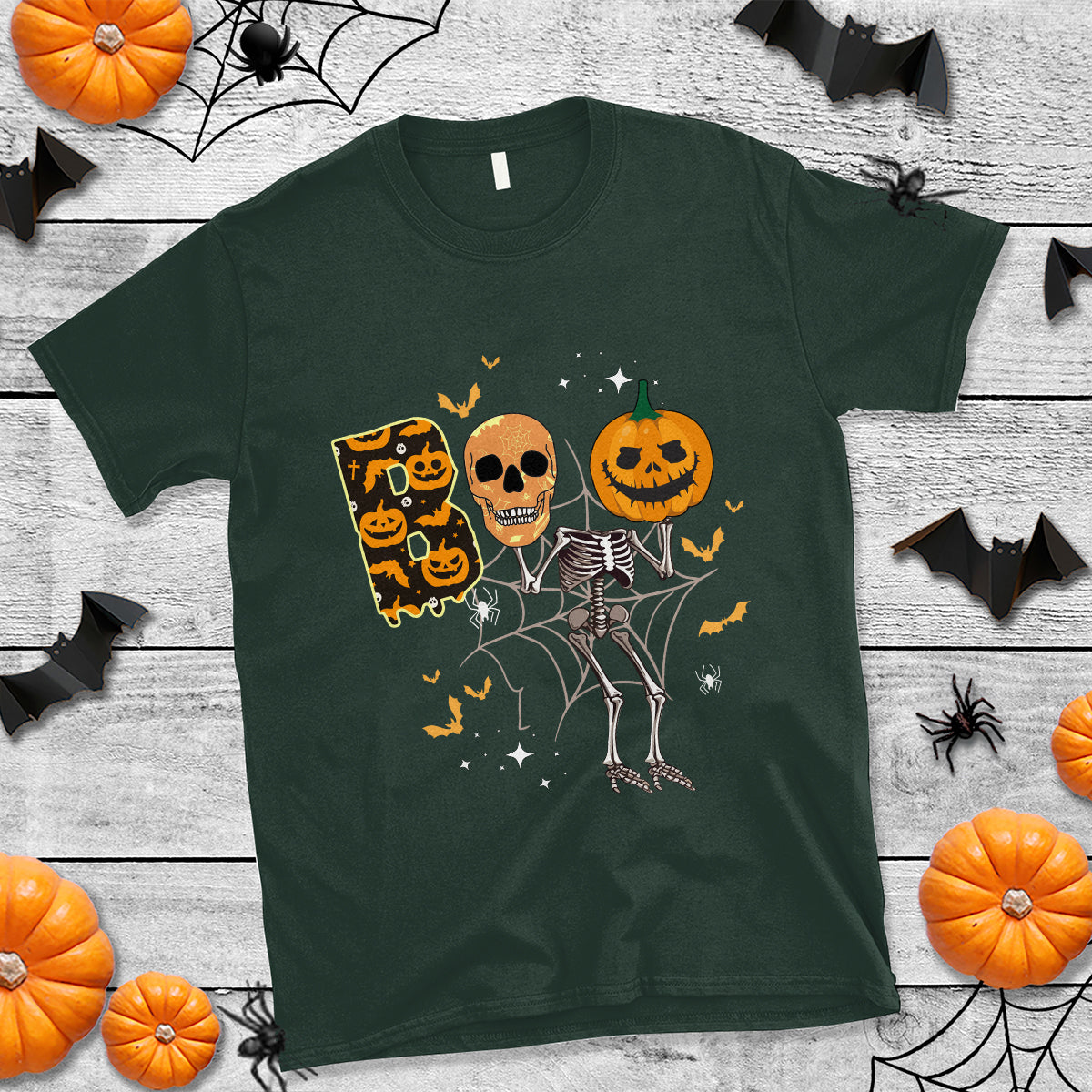 Halloween T Shirt Spooky Boo Dancing Skeleton Skull Scary Pumpkin Halloween T-Shirt for Halloween lovers, Spooky Season Shirt, Ghosts - Wonder Print Shop