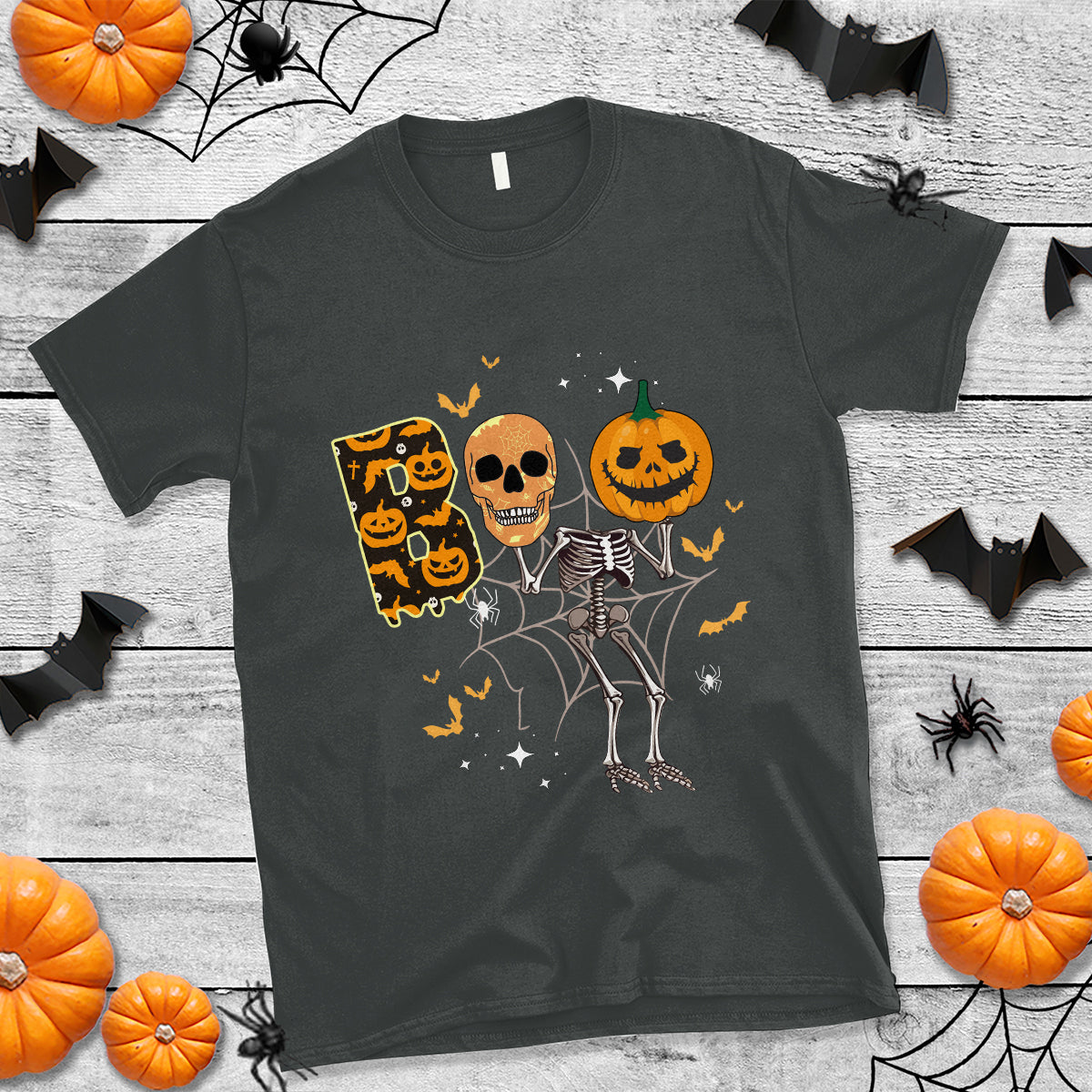 Halloween T Shirt Spooky Boo Dancing Skeleton Skull Scary Pumpkin Halloween T-Shirt for Halloween lovers, Spooky Season Shirt, Ghosts - Wonder Print Shop