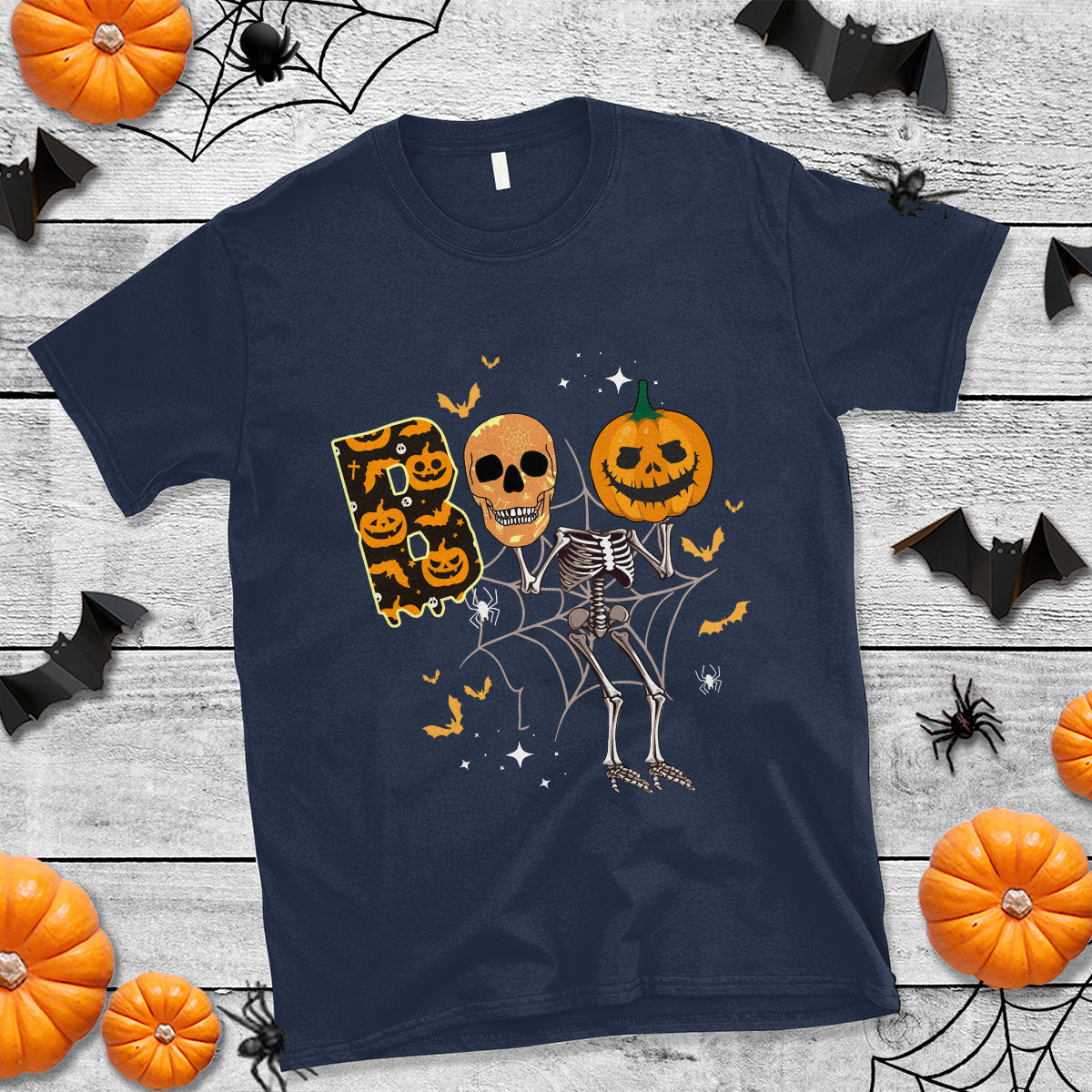 Halloween T Shirt Spooky Boo Dancing Skeleton Skull Scary Pumpkin Halloween T-Shirt for Halloween lovers, Spooky Season Shirt, Ghosts - Wonder Print Shop