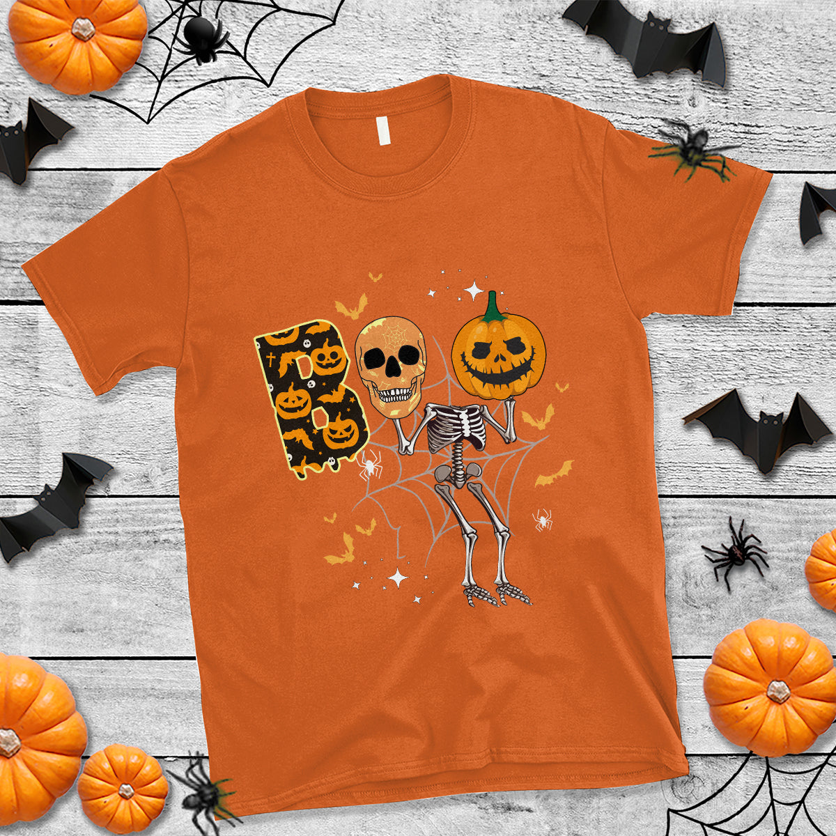 Halloween T Shirt Spooky Boo Dancing Skeleton Skull Scary Pumpkin Halloween T-Shirt for Halloween lovers, Spooky Season Shirt, Ghosts - Wonder Print Shop