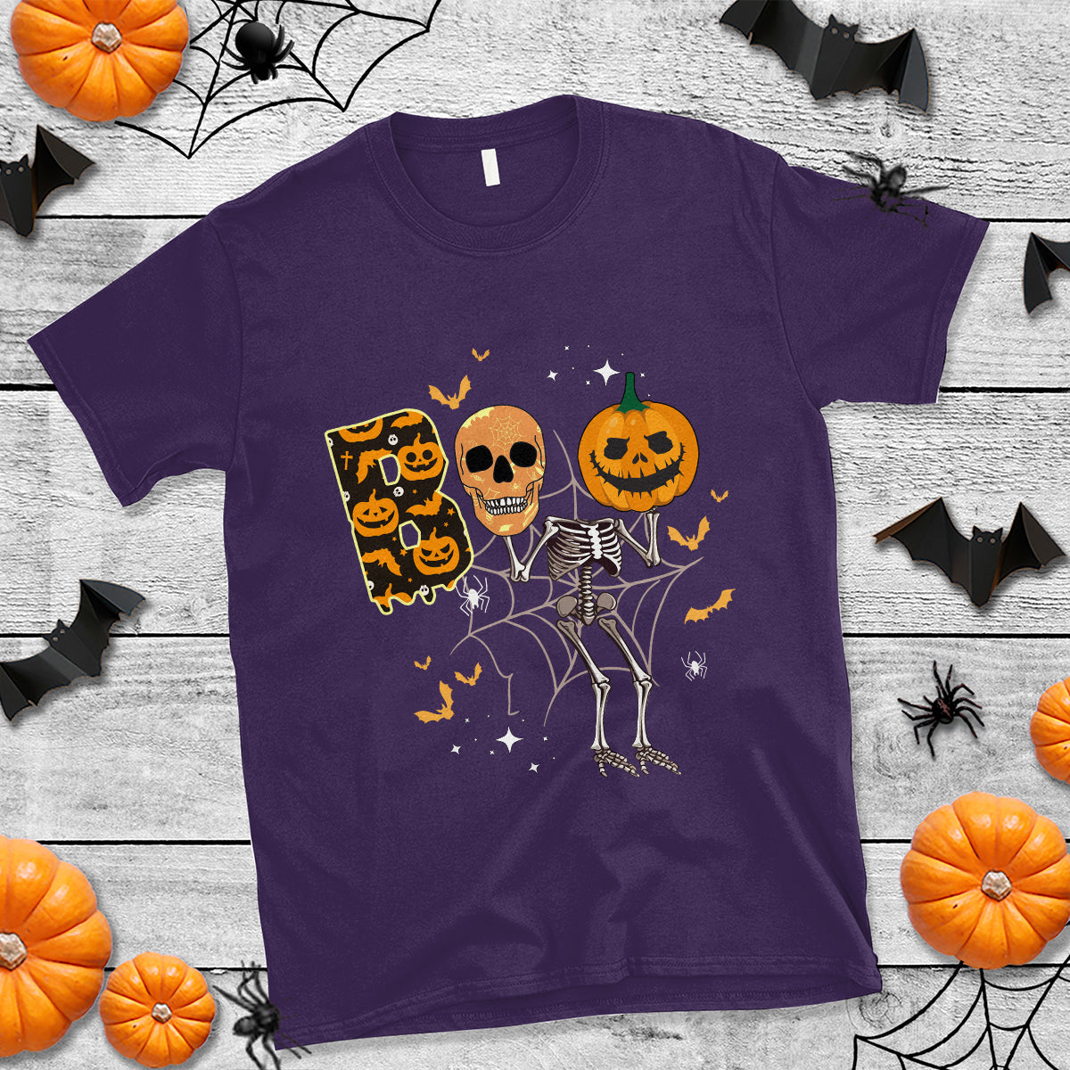 Halloween T Shirt Spooky Boo Dancing Skeleton Skull Scary Pumpkin Halloween T-Shirt for Halloween lovers, Spooky Season Shirt, Ghosts - Wonder Print Shop