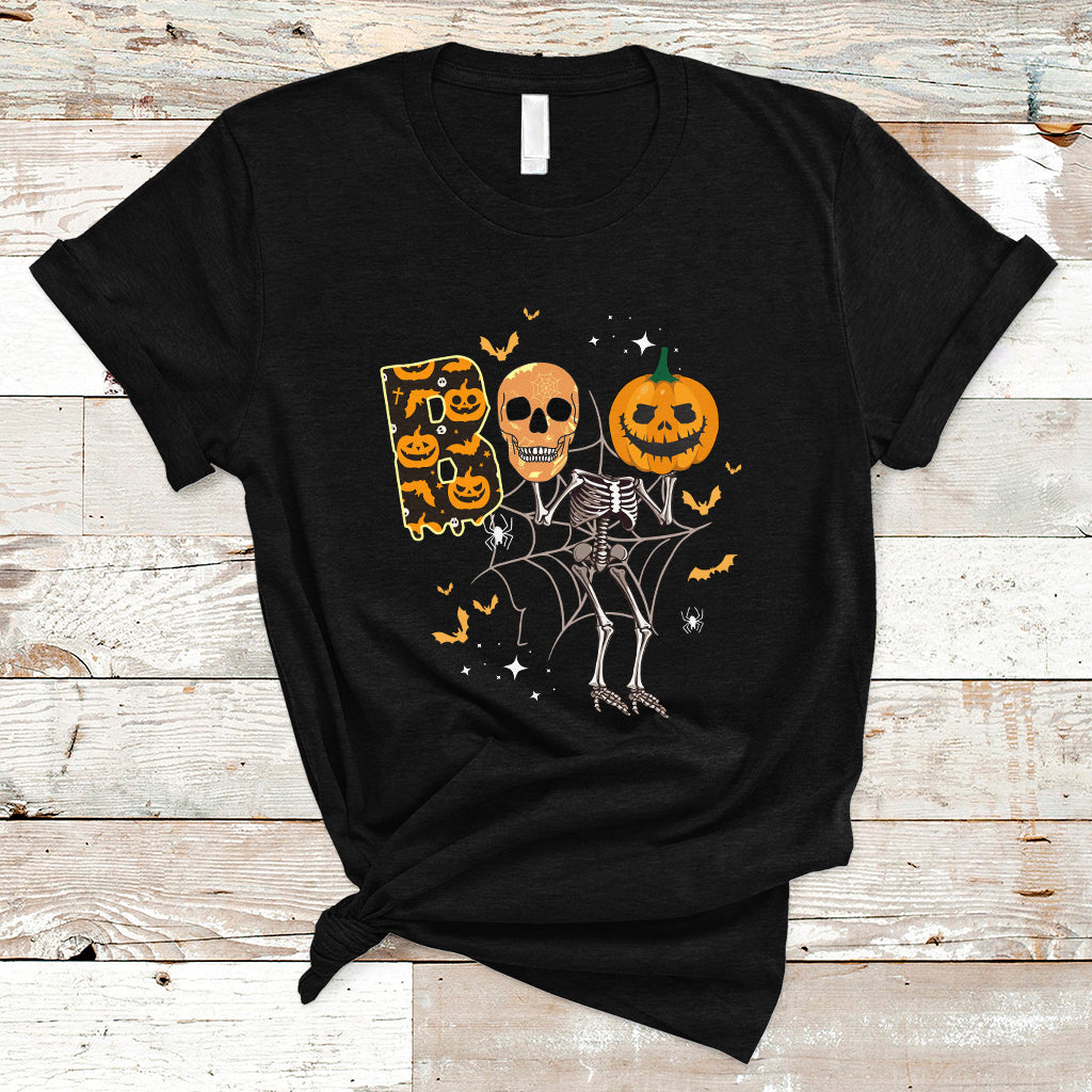 Halloween T Shirt Spooky Boo Dancing Skeleton Skull Scary Pumpkin Halloween T-Shirt for Halloween lovers, Spooky Season Shirt, Ghosts - Wonder Print Shop