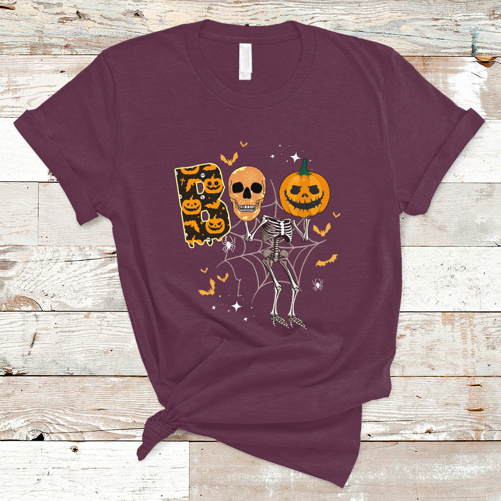Halloween T Shirt Spooky Boo Dancing Skeleton Skull Scary Pumpkin Halloween T-Shirt for Halloween lovers, Spooky Season Shirt, Ghosts - Wonder Print Shop