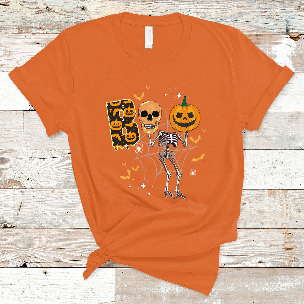 Halloween T Shirt Spooky Boo Dancing Skeleton Skull Scary Pumpkin Halloween T-Shirt for Halloween lovers, Spooky Season Shirt, Ghosts - Wonder Print Shop