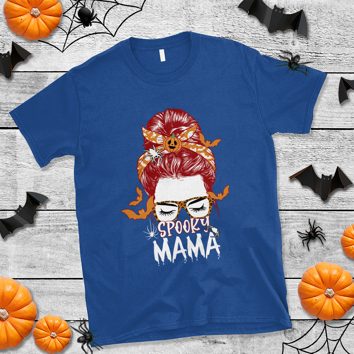 Halloween T Shirt Spooky Mama Halloween Ghost Witchy Spooky Mom Messy Bun T-Shirt for Mom Women, Shirt for Halloween lovers, Spooky Season - Wonder Print Shop