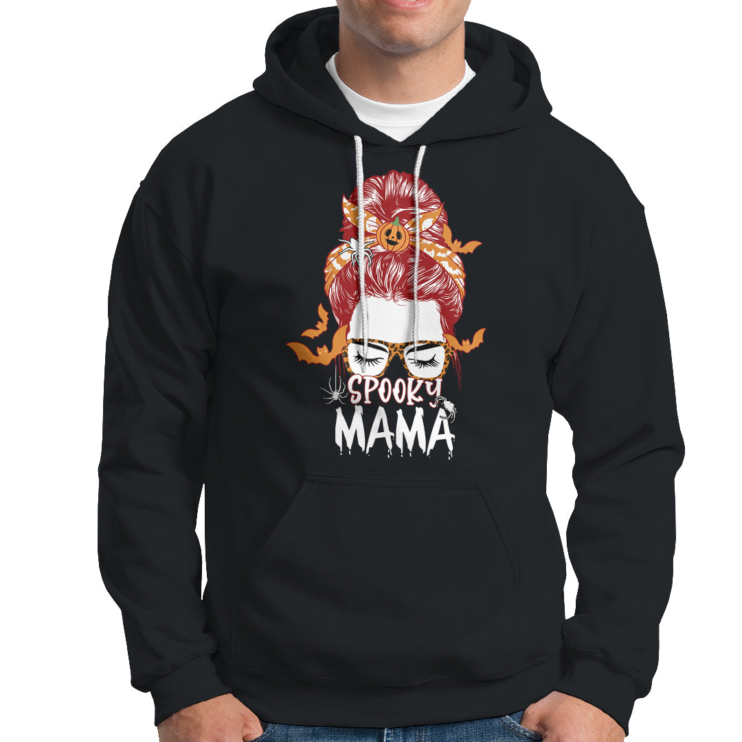 Halloween Hoodie Spooky Mama Halloween Ghost Witchy Spooky Mom Messy Bun T-Shirt for Mom Women, Shirt for Halloween lovers, Spooky Season - Wonder Print Shop