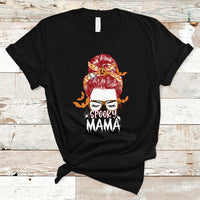 Halloween T Shirt Spooky Mama Halloween Ghost Witchy Spooky Mom Messy Bun T-Shirt for Mom Women, Shirt for Halloween lovers, Spooky Season - Wonder Print Shop