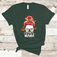 Halloween T Shirt Spooky Mama Halloween Ghost Witchy Spooky Mom Messy Bun T-Shirt for Mom Women, Shirt for Halloween lovers, Spooky Season - Wonder Print Shop