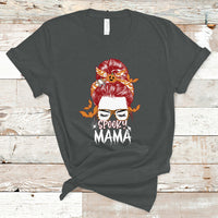 Halloween T Shirt Spooky Mama Halloween Ghost Witchy Spooky Mom Messy Bun T-Shirt for Mom Women, Shirt for Halloween lovers, Spooky Season - Wonder Print Shop