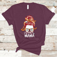 Halloween T Shirt Spooky Mama Halloween Ghost Witchy Spooky Mom Messy Bun T-Shirt for Mom Women, Shirt for Halloween lovers, Spooky Season - Wonder Print Shop