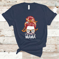 Halloween T Shirt Spooky Mama Halloween Ghost Witchy Spooky Mom Messy Bun T-Shirt for Mom Women, Shirt for Halloween lovers, Spooky Season - Wonder Print Shop