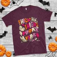 Halloween T Shirt Thick Thighs Spooky Vibe Retro Groovy Witchy Halloween Costume T-Shirt for Halloween lovers, Spooky Season - Wonder Print Shop